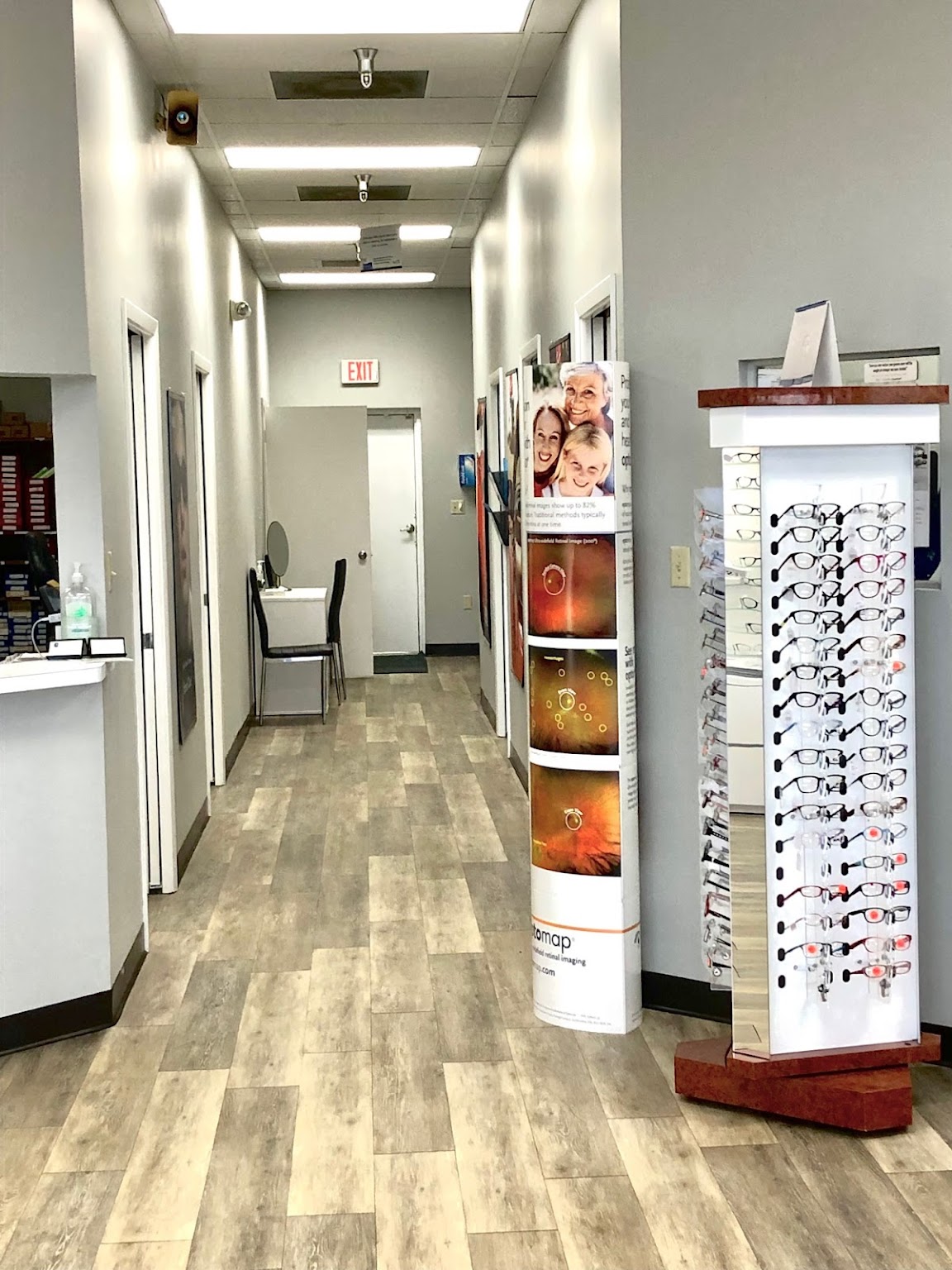 Insight Eyecare hallway and frame board